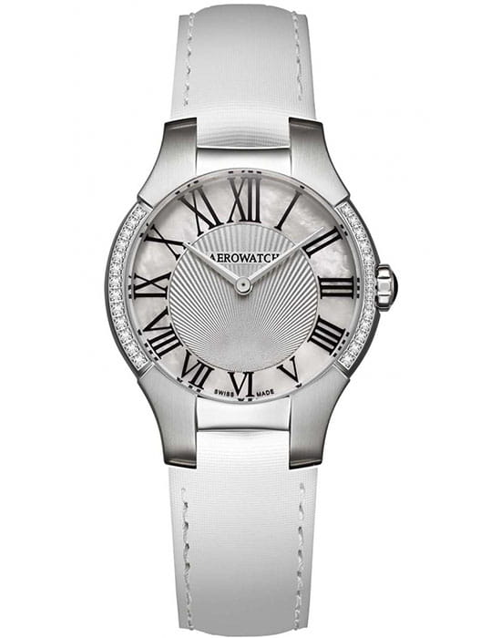 Aerowatch Aerowatch Diamonds 47965 AA03 24 DIA  47965 AA03 24 DIA кварцевые женские часы перламутровый циферблат, браслет кожаный — вид спереди